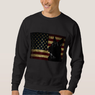 Black German Shepherd American Flag 4th July GSD D Sweatshirt