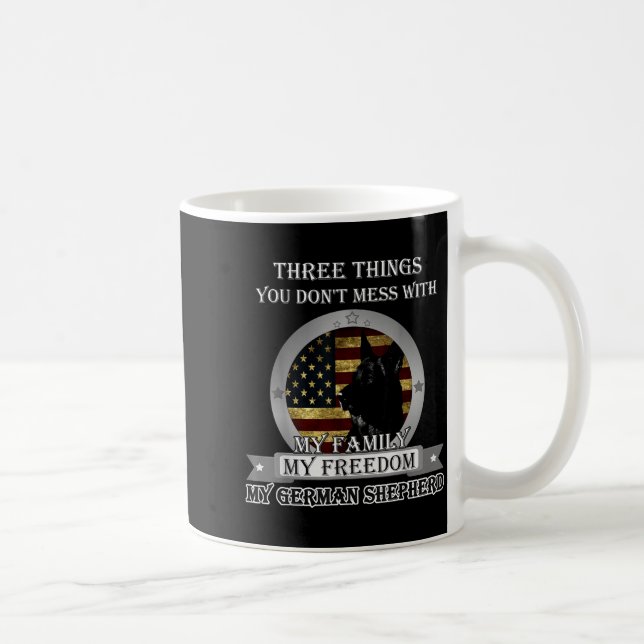 Black German Shepherd American Flag Three Things Y Coffee Mug (Right)