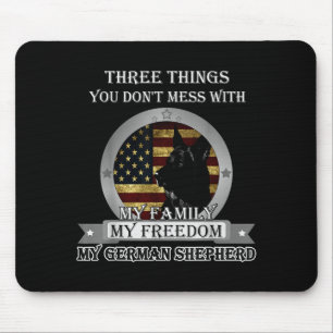 Black German Shepherd American Flag Three Things Y Mouse Mat