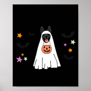 Black German Shepherd Boo Ghost Dog Happy Poster