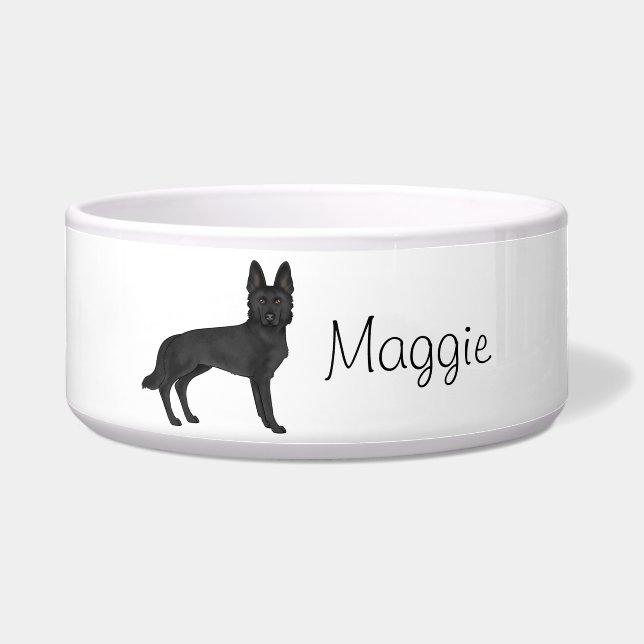 Black German Shepherd Cartoon Dog With Custom Name (Front)