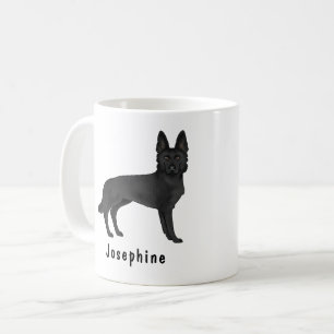 Black German Shepherd Cartoon Dog With Custom Name Coffee Mug