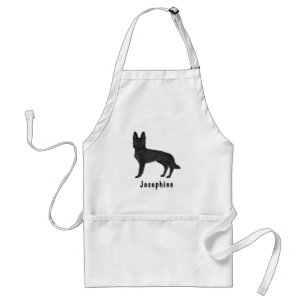 Black German Shepherd Cartoon Dog With Custom Name Standard Apron