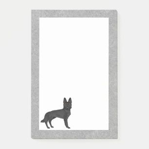 Black German Shepherd Cartoon GSD Breed Dog Grey Post-it Notes