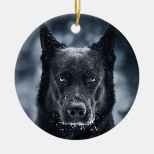 Black German Shepherd Ceramic Tree Decoration