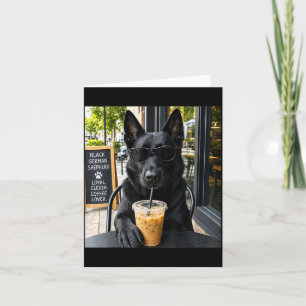 Black German Shepherd Coffee Lover Dog Meme Design Card