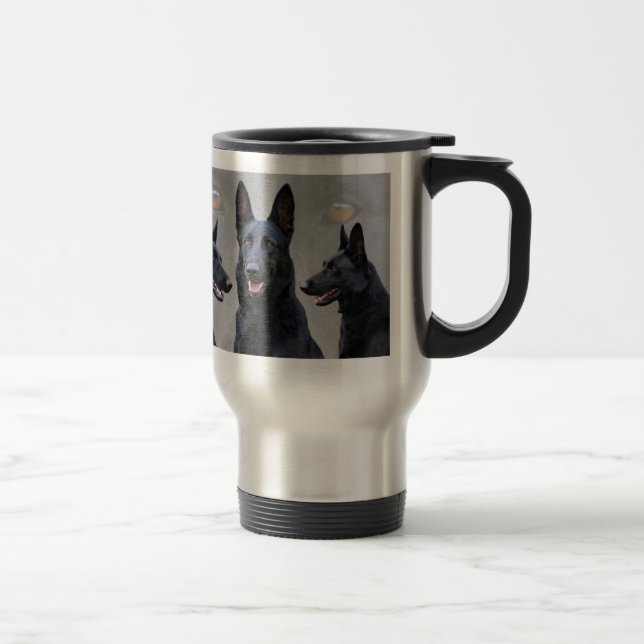 Black German Shepherd Collage Travel Mug (Right)