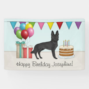 Black German Shepherd Colourful Happy Birthday Banner