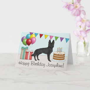 Black German Shepherd Colourful Happy Birthday Card