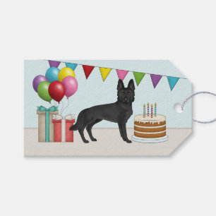 Black German Shepherd Colourful Happy Birthday Gift Tags