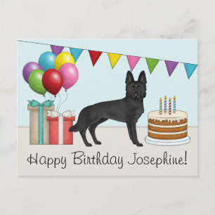 Black German Shepherd Colourful Happy Birthday Postcard