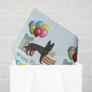 Black German Shepherd Colourful Happy Birthday Tissue Paper