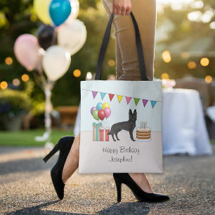 Black German Shepherd Colourful Happy Birthday Tote Bag