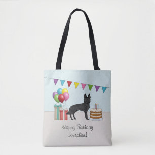 Black German Shepherd Colourful Happy Birthday Tote Bag