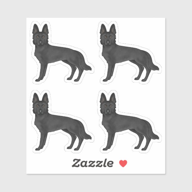 Black German Shepherd Cute Cartoon Design Dogs (Sheet)