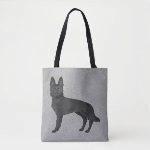 Black German Shepherd Cute Cartoon Dog Grey Tote Bag