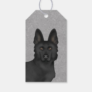 Black German Shepherd Cute Dog Head Close-up Grey Gift Tags