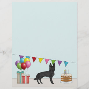 Black German Shepherd Cute GSD Colourful Birthday Custom Letterhead