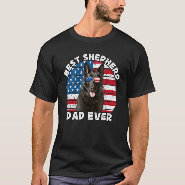 Black German Shepherd Dad For Men GSP Dog Face Ame T-Shirt (Front)