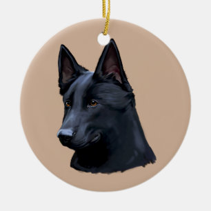 Black German Shepherd Dog Ceramic Tree Decoration