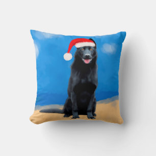 Black German Shepherd Dog Christmas Cushion