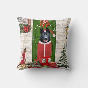 Black German Shepherd Dog Christmas Cushion