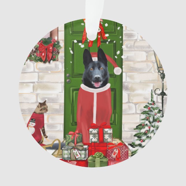 Black German Shepherd Dog Christmas  Ornament (Front)