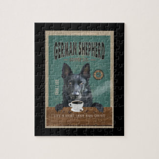 Black German Shepherd Dog Coffee Lover Jigsaw Puzzle