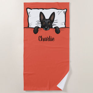 Black German Shepherd Dog Cute Personalised Beach Towel