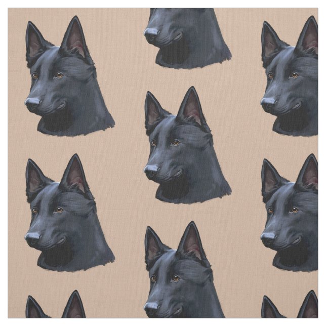 Black German Shepherd Dog Fabric (Swatch)