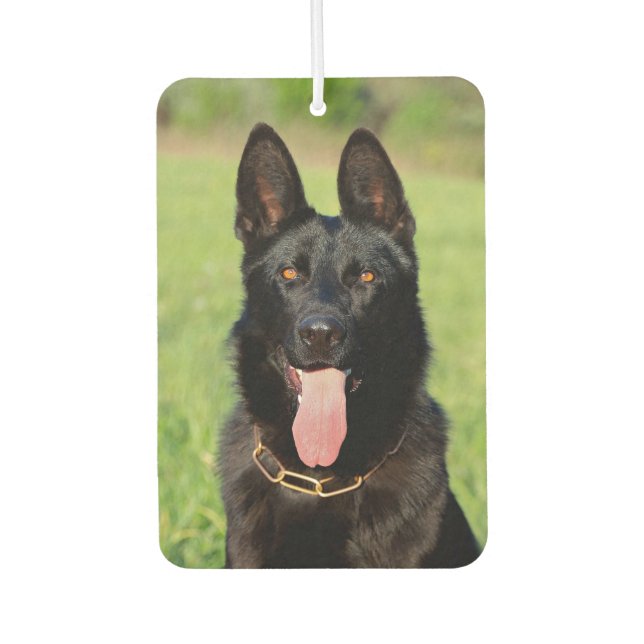 Black German Shepherd Dog - GSD Puppy Car Air Freshener (Front)
