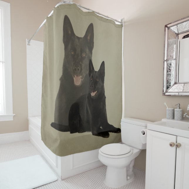Black German Shepherd Dog - GSD Shower Curtain (In Situ)
