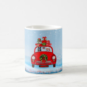 Black German Shepherd Dog In Car With Santa Claus  Coffee Mug