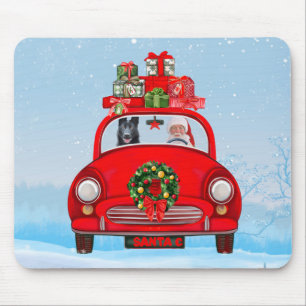 Black German Shepherd Dog In Car With Santa Claus  Mouse Mat