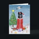 Black German Shepherd Dog in Snow Christmas Gifts  Card<br><div class="desc">A dog in snow with Christmas gifts and snow fall is a perfect gift idea for someone who love dogs.</div>