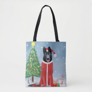 Black German Shepherd Dog in Snow Christmas Gifts  Tote Bag