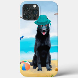 Black German Shepherd Dog on Beach iPhone 13 Pro Max Case
