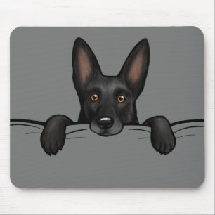 Black German Shepherd Dog Peeking Mouse Mat