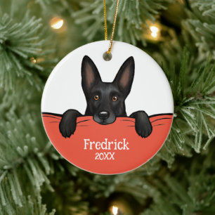 Black German Shepherd Dog Personalized Ceramic Tree Decoration