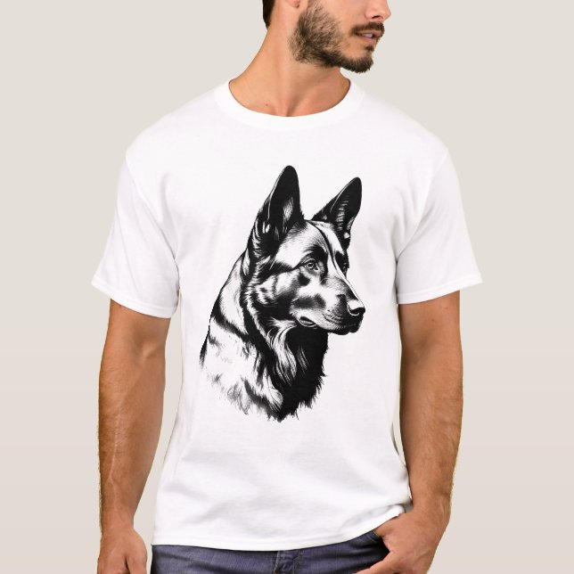 Black German Shepherd Dog Portrait Tee (Front)