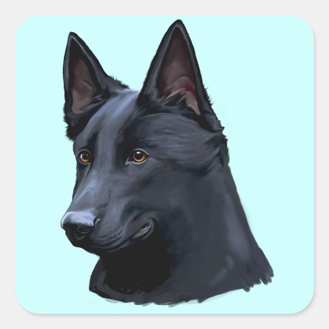 Black German Shepherd Dog Square Sticker (Front)