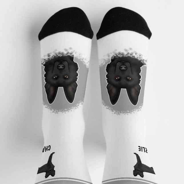 Black German Shepherd Dog With Custom Name Socks (Top)