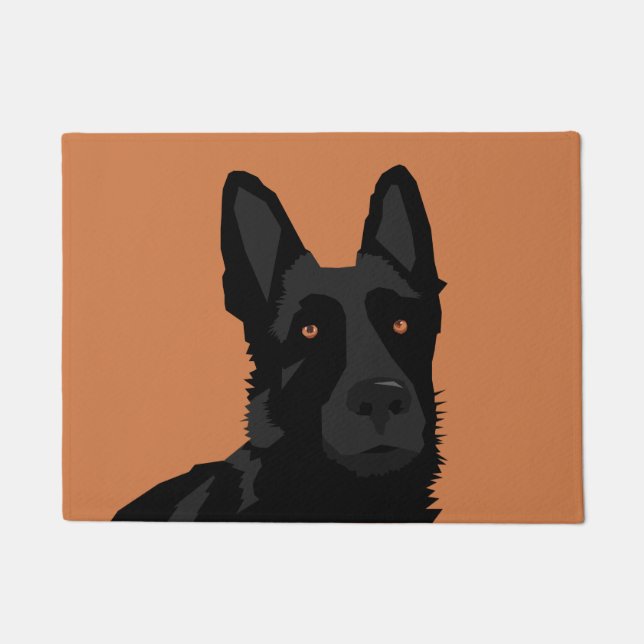 Black German Shepherd Door Mat (Front)