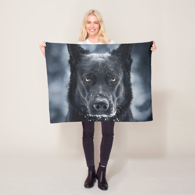 Black German Shepherd Fleece Blanket (In Situ)