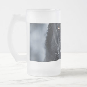 Black German Shepherd Frosted Glass Beer Mug