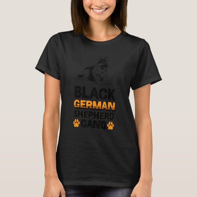Black German Shepherd Gang T-Shirt (Front)