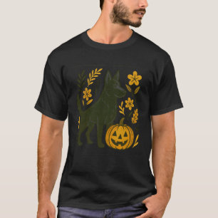 Black German Shepherd Halloween Pumpkin Fall Boho T-Shirt