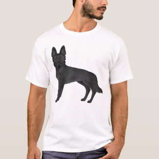 Black German Shepherd Herding Dog Illustration T-Shirt