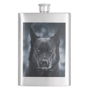 Black German Shepherd Hip Flask