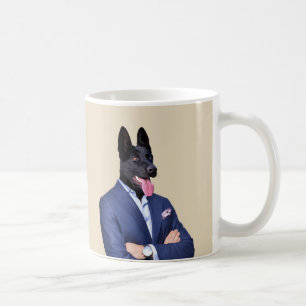 Black German Shepherd in a suit - Humanimal Coffee Mug